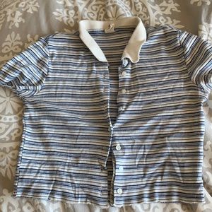 urban renewal button up striped cropped polo